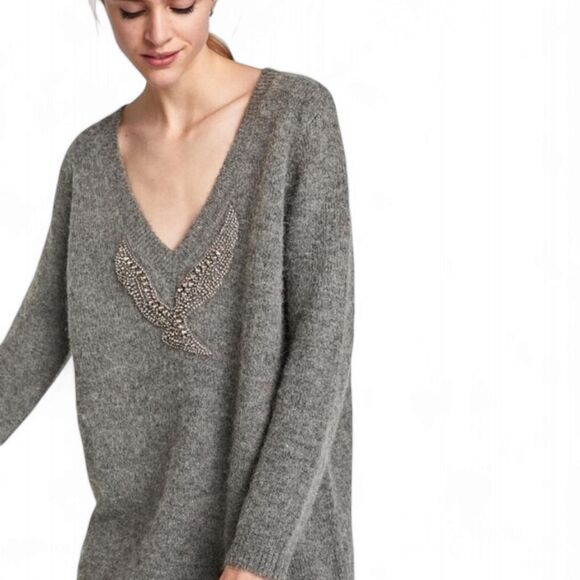 Zara Sweaters - Zara oversized rhinestone applique sweater M